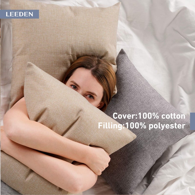 Leeden 22 x 22 Pillow Inserts (Set of 2) - Throw Pillow Inserts with 100% Cotton Cover - 22 Inch Square Decorative Pillows for Sofa, Couch, Bed and Home Decor - Image 3